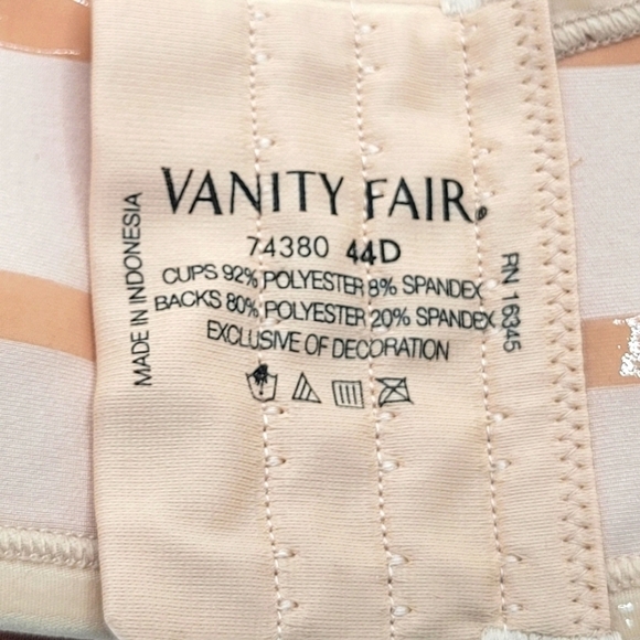 Vanity Fair 44D Full Figure Underwire Strapless + Convertible Straps Beige Bra - Picture 2 of 9